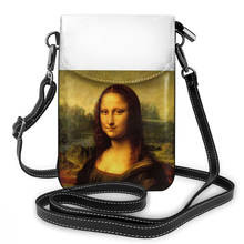 Mona lisa bolsa de ombro mona lisa bolsa de couro de alta qualidade impressão feminina sacos crossbody padrão bolsa de compras 2024 - compre barato