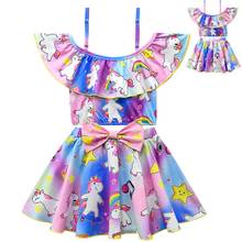 Toddler Baby Kids Girls Swimsuit Rainbow Swimwear Cartoon Print Bathing Suit Bikini Dress Set Costume for Girl 2024 - buy cheap