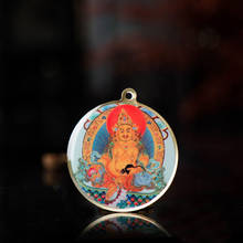 Yellow God of Wealth Buddha Statue Thangka Pendant Portable Copper Amulet Foil Card Fortune 2024 - buy cheap