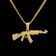 Fashion Punk Hip-Hop Gun Shape Pendant For Women Men Rapper Crystal Rhinestone Chain Necklace Creative Jewelry Colgante Hombre 2024 - buy cheap