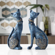 Estatua de resina decorativa para decoración del hogar, figurita de gato, regalo de boda creativo europeo, escultura de decoración para el hogar 2024 - compra barato