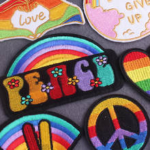 Parche bordado de arcoíris Lgbt para ropa, parche artesanal para planchar, parches de Orgullo Gay en la ropa, insignias de rayas en la mochila 2024 - compra barato