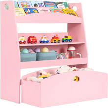 Kids Bookshelf&Toy Storage 4 Shelves&1 Large Rolling Bin w/Wheels Children's Toy&Book Organizer Cabinet Unit 3 Color[US-Depot] 2024 - buy cheap