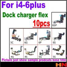 10pcs High Quality for iPhone 4 4s 5c 5g 5S SE 6 6p plus black white USB Charger Charging Port Dock Connector Flex Cable 2024 - buy cheap