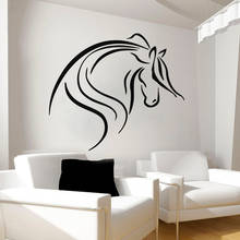 Calcomanía de vinilo extraíble con diseño de cabeza de caballo para decoración del hogar, sala de estar pegatina de pared para, habitación de niños 2024 - compra barato