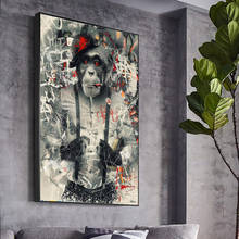 Figura de arte para parede de sala de estar, animal fumador, tela grafite, pintura, arte, pôster e impressões 2024 - compre barato