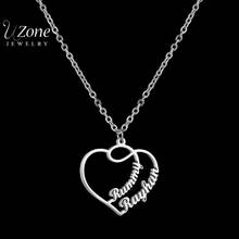 UZone-collar personalizado de acero inoxidable con doble nombre para mujer, colgante de corazón con letras personalizadas, joyería hecha a mano, regalo 2024 - compra barato