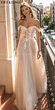 2020 Off Shoulder Boho Wedding Dress Lace Appliques 3 D Flowers Berta Wedding Dresses Sexy Illusion Beach Wedding Party Gowns 2024 - buy cheap