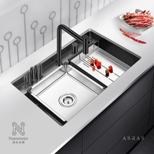 ASRAS 7549NT Nano черный ручной работы кухонная раковина SUS304 ручной работы утолщенный нанометровый набор для раковины Большая одиночная раковина с краном 2024 - купить недорого