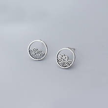 Женские серьги-гвоздики MloveAcc, круглые винтажные из серебра 100% пробы в форме облака, ювелирные изделия 2024 - купить недорого