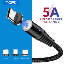 Кабель зарядный TOPK магнитный с разъемами USB Type-C и Micro USB, 3 А 2024 - купить недорого