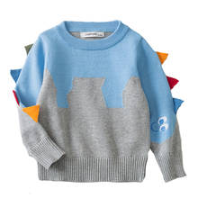 Children Dinosaur Pattern Boys Knitted Sweater For Toddler Boy Kids Casual Spring Cartoon Warm Cotton Boys Sweaters Pullovers 2024 - buy cheap