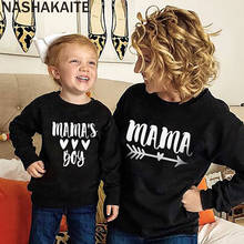 NASHAKAITE-ropa a juego para madre e hijo, jersey de cuello redondo con letras estampadas, sudadera a juego, aspecto familiar, Otoño e Invierno 2024 - compra barato