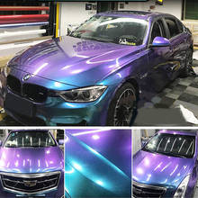 Glossy Chameleon Glitter Purple with Green Car Body Decals Gloss Vinyl Wrap Sticker Color Changing Film 1M/2M/3M/3.5M/5M x 1.52M 2024 - buy cheap