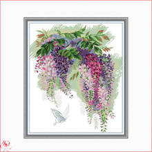 Wisteria Flowers Pattern Cross Stitch Kit 14ct 11ct Canvas Fabric Embroidery Kit DIY Pattern Sewing Set Home Decoration Crafts 2024 - buy cheap