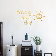 Виниловая наклейка на стену с изображением милого солнца для гостиной, спальни, домашние украшения, наклейки с английским алфавитом, обои 2024 - купить недорого