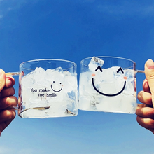 350ml Cute Smile Face Glass Transparent Water Cup with Handgrip Couple Coffee Tea Milk Cups Office Home Breakfast Mugs Drinkware 2024 - compra barato