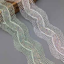 1 yard 6CM Rhinestones 3D Bending Wave Embroidered Mesh Lace Trim Ribbon Fabric Sewing Craft DIY For Costume Wedding Dress Decor 2024 - buy cheap