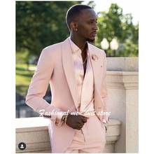 Elegant Luxury Pink Shawl Lapel Wedding Men Suits Tuxedo Costume Homme Terno Masculino Slim Fit Blazer 2 Pieces (Jacket+Pants) 2024 - buy cheap