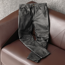 Pantalones de piel auténtica de alta calidad para hombre, pantalón Vintage de cuero de vaca para ciclismo, Otoño, 2020, Pph2624 2024 - compra barato