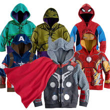 Детская куртка на весну и осень, пальто Raytheon с изображением Железного Человека-паука, Халка, Капитана Америка, детские толстовки с капюшоном для мальчиков 2024 - купить недорого