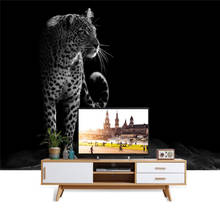 Beibehang современные минималистичные черно-белые леопардовые обои для гостиной, спальни, фона под телевизор, 3D Фотообои 2024 - купить недорого