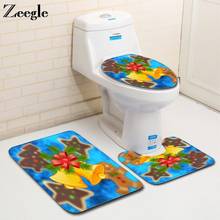 Zeegle Christmas Bath Mat Set Toilet Pedestal Rug Flannel Soft Toilet Seat Cover Mat Absorbent Washable Foot Mat 3pcs Toilet Set 2024 - buy cheap