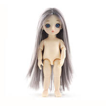 Mini 16 cm boneca com 13 articulações móveis 1/12 homem feminino corpo nu cabelo preto cogumelo cabeça moda palm dolls brinquedo para crianças 2024 - compre barato