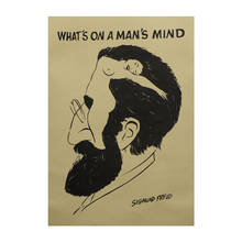 Freud retrato criativo gráfico integrado, nostálgico retrô papel kraft cartaz barra de decoração pintura adesivos de parede 2024 - compre barato