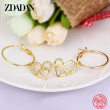 ZDADAN 925 Sterling Silver 18k Gold Heart Shaped Hoop Earrings For Women Exaggerated Party Jewelry Gifts 2024 - buy cheap
