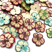 30 peças botões de madeira flor para scrapbooking de bordado, álbum de recortes com 2 botões, acessórios de costura artesanal faça você mesmo wb523 2024 - compre barato