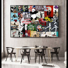 Banksy-pintura Pop en lienzo para decoración del hogar, carteles e impresiones de arte de pared con Graffiti, Collage de arte para sala de estar 2024 - compra barato