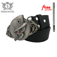 Hebilla de cinturón de póker para hombre, cinturón de cuero de plata con hebilla de cinturón, como regalo de Halloween 2024 - compra barato