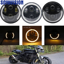 Farol de led, 2x5, 3/4 polegadas, 5.75 polegadas, halo alto/baixo, para triumph rocket iii 3, velocidade tripla, rua tripla 2024 - compre barato