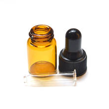 Botella pequeña con cuentagotas de cristal ámbar para aceites esenciales, Perfume, líquido, frasco portátil, 10 Uds., 2ml 2024 - compra barato