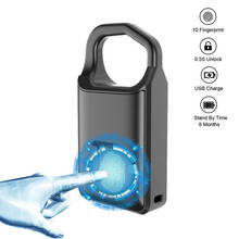 Cadeado biométrico de impressão digital p4, mini cadeado inteligente de segurança sem chave com carregamento usb 2024 - compre barato