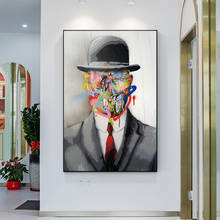Rene Magritte известная картина сын человек граффити художественные плакаты и принты в стиле Поп-Арт холст Картины в стиле протестного уличного искусства для домашнего декора 2024 - купить недорого