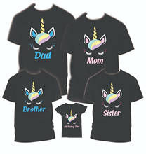 Camiseta a juego de unicornio para cumpleaños, trajes familiares a juego, papá, mamá y niños, traje familiar grande, camiseta, regalo 2024 - compra barato