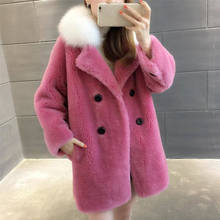Faux Fur Coat Women 2019 Autumn Winter Elegant Particle fleece Double Breasted Cashmere Jacket Plush Warm Overcoat Female 2024 - buy cheap