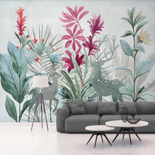 Milofi papel de parede 3d para decoração, mural nórdico tropical, planta, folha de banana, fundo para parede, pintura decorativa 2024 - compre barato