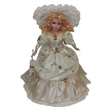 Muñecas de porcelana clásicas victorianas para mujer, con sombrero y soporte de exhibición para decoración del jardín del hogar, 16 pulgadas 2024 - compra barato