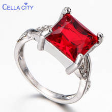 Женское серебряное кольцо с рубином, классическое квадратное ювелирное изделие из серебра 925 пробы, размер 6-10 2024 - купить недорого