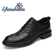 Sapato masculino social com estampa de crocodilo, sapato formal vintage de couro genuíno, calçados de luxo de alta qualidade, marca oxford 2024 - compre barato