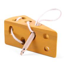 Forma de queijo brinquedos de madeira criança lacing jogo crianças crianças educação precoce feitiço quebra-cabeça 2024 - compre barato