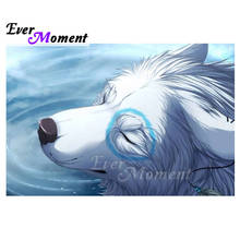 Ever Moment Diamond Painting Wolf Close Eyes Artwork 5D DIY Mosaic Full Square Drill Diamond Embroidery Handmade ASF1866 2024 - buy cheap