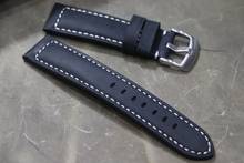 22mm 24mm Handmade High-end Retro Black Calf Leather Watch band Watch Strap with Genuine Leather Straps high quality Watch belt 2024 - buy cheap