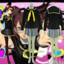 Hight Quality Anime Persona 4 Chie Satonaka JK School Uniform Women Cosplay Costume Top + Skirt + Scarf 2024 - buy cheap