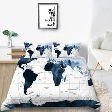 Thumbedding-Juego de cama con estampado de mapa, funda nórdica de tamaño King, tamaño Queen, Twin, individual, individual, suave 2024 - compra barato