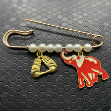 Red enamel metal elephant pendant brooch DST DELTA sorority society symbolic jewelry pearl pin 2024 - buy cheap