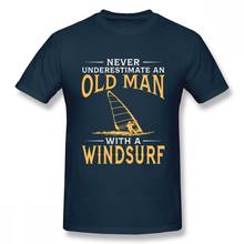 Никогда не подучить старого человека с футболкой Windsurf, Винтажная футболка для мальчиков, Модное Новое поступление, Повседневная 2024 - купить недорого